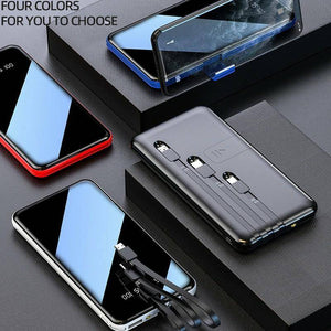 20000mAh Quick Charge Mirror Power Bank with Built In Cables n LED Torch