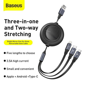 Baseus One For Three Fast Charging Retractable Cable